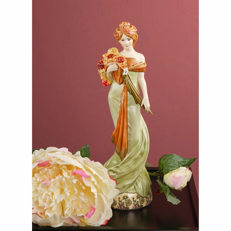 Goebel Figur Alphonse Mucha - Frühling 1900, Artis Orbis, Porzellan, Bunt, Limited Edition, 32.5 cm, 67061811