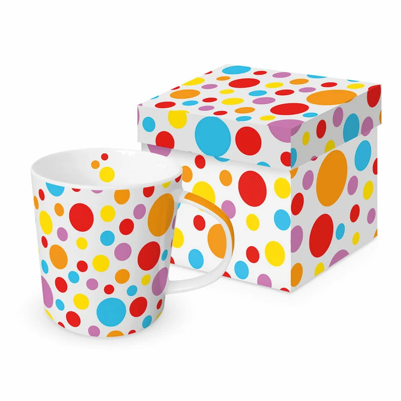 PPD Dots multicolor Trend Mug, in Geschenkbox, Henkelbecher, Kaffeebecher, Becher, Tasse, New Bone China, 400 ml, 160302581