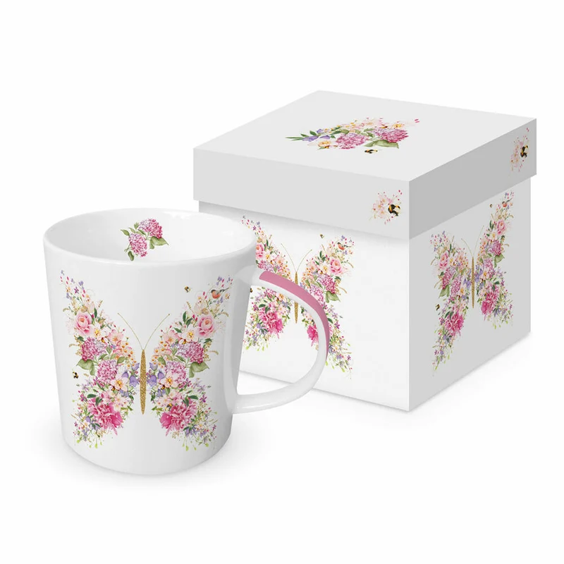 PPD Papillon et fleurs Trend Mug, in Geschenkbox, Henkelbecher, Kaffeebecher, Becher, Tasse, New Bone China, 400 ml, 160302595