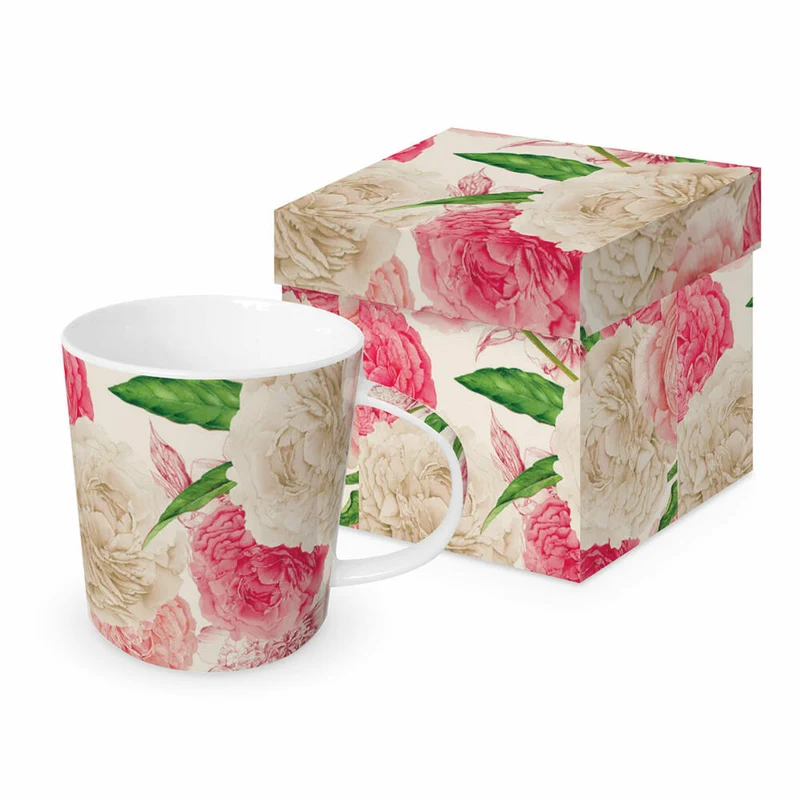 PPD Peonies Trend Mug, in Geschenkbox, Henkelbecher, Kaffeebecher, Becher, Tasse, New Bone China, 400 ml, 160302611