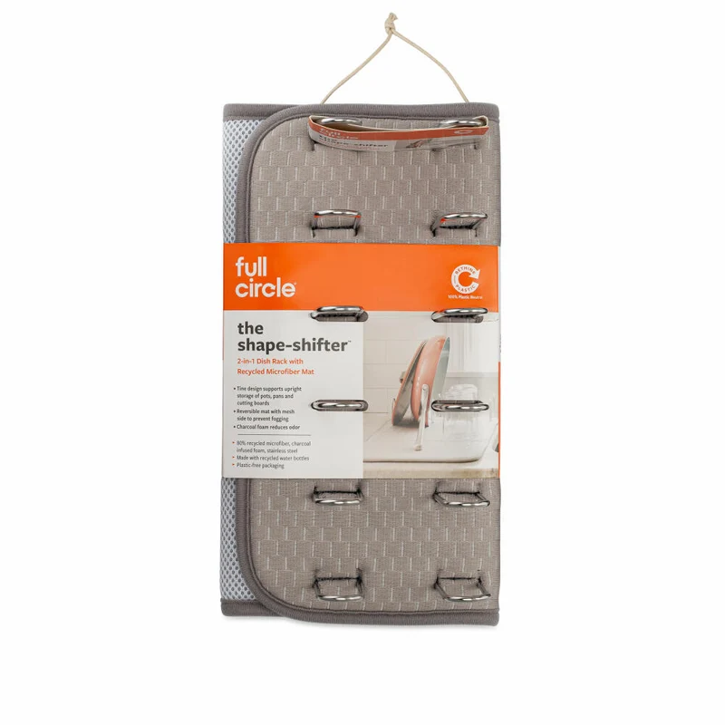 Full Circle Home Abtropfgestell Shape-Shifter mit Mikrofasermatte, Edelstahl, Grau, FC20402GY