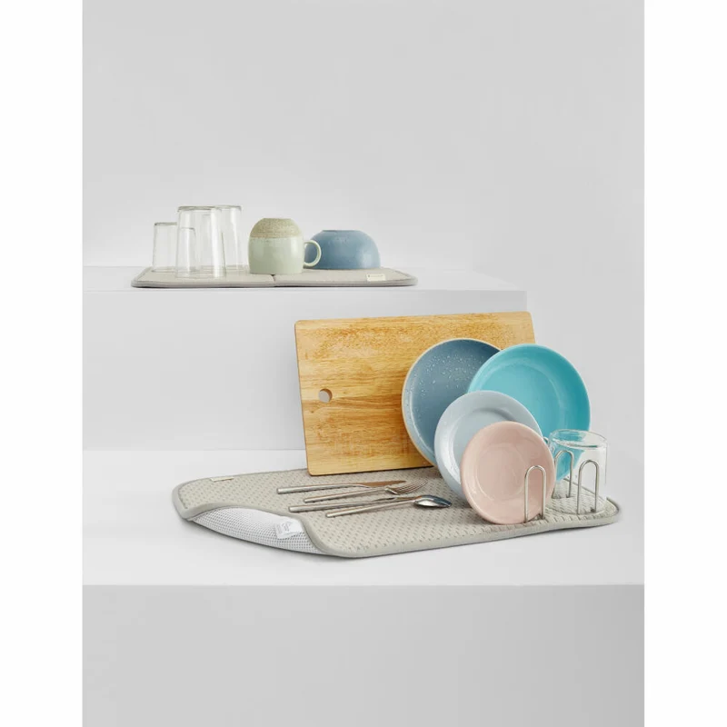Full Circle Home Abtropfgestell Shape-Shifter mit Mikrofasermatte, Edelstahl, Grau, FC20402GY