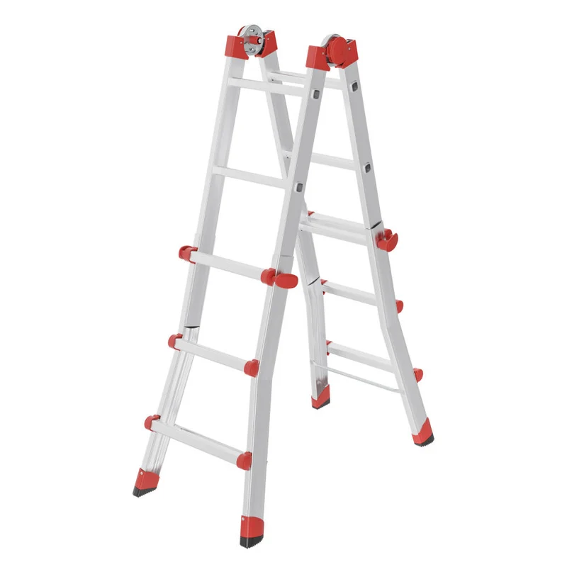 Hailo Sprossenleiter M80, Multifunktionsleiter, Aluminium, Silberfarben, 4x3 Sprossen, 7512-007