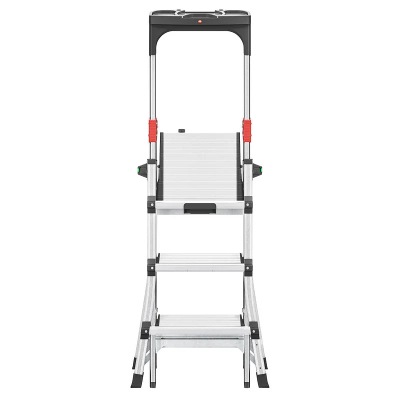 Hailo Stehleiter TL 100 TopLine, Teleskop-Stehleiter, Aluminium, Silberfarben, 3-5 Stufen, 8450-100