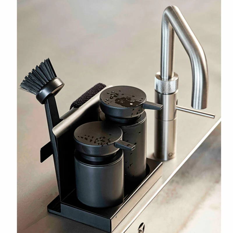 Zone Denmark Geschirrspülset DIISH, 5-tlg., Seifenspender, Spültuch, Spülbürste, Utensilien Halter, Black, 26664