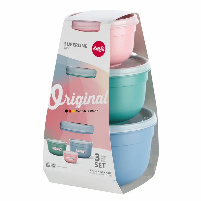 EMSA Superline Vorratsbehälter Set, 3-tlg., Vorratsdose, Frischhaltedose, Behälter, Kunststoff, N10822