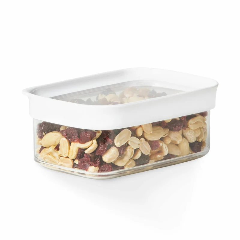 EMSA Optima Trockenvorratsdose Rechteckig, Vorratsdose, Frischhaltedose, Kunststoff, Transparent / Weiß, 0.45 L, N11416