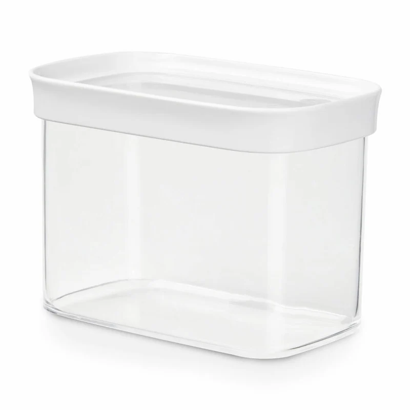 EMSA Optima Trockenvorratsdose Rechteckig, Hochformat, Vorratsdose, Frischhaltedose, Kunststoff, Transparent / Weiß, 1 L, N11418