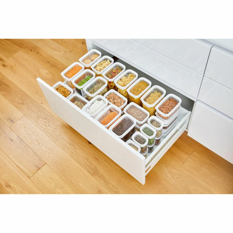 EMSA Optima Trockenvorratsdose Rechteckig, Hochformat, Vorratsdose, Frischhaltedose, Kunststoff, Transparent / Weiß, 1.6 L, N11420