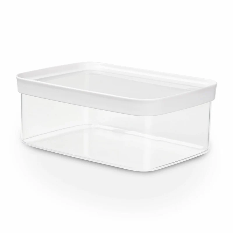 EMSA Optima Trockenvorratsdose Rechteckig, Vorratsdose, Frischhaltedose, Kunststoff, Transparent / Weiß, 2 L, N11422