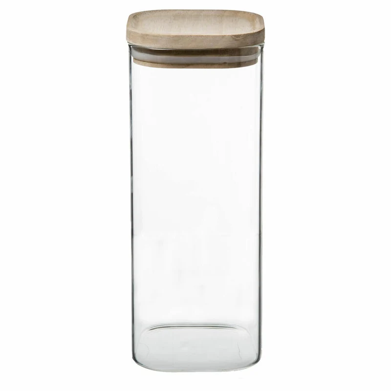 5Five Simply Smart Vorratsglas-Set 3-tlg., stapelbare Behälter mit Deckel, Borosilikatglas, Holz, 179623