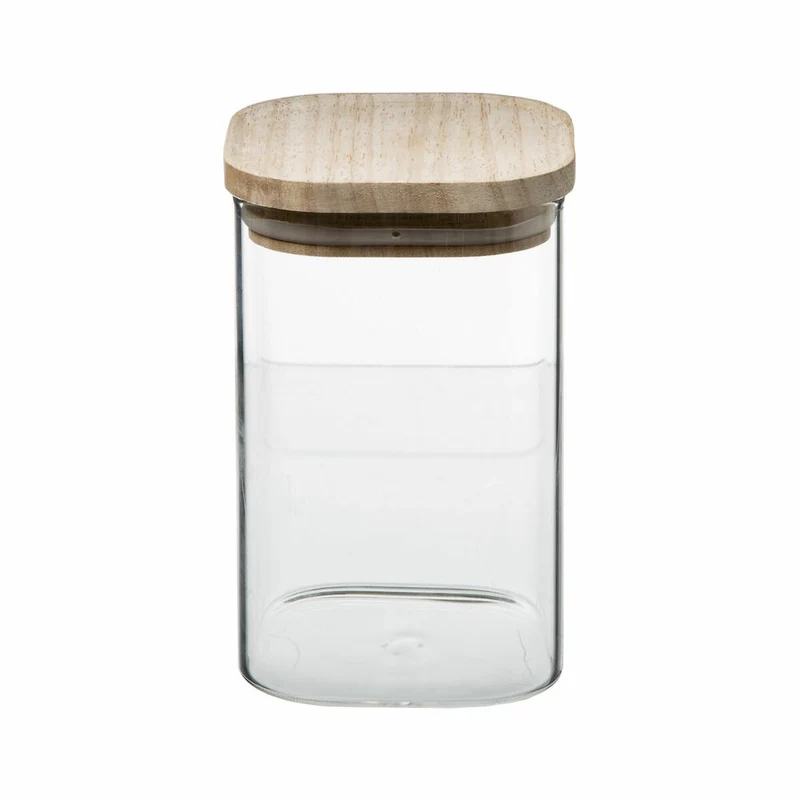 5Five Simply Smart Vorratsglas-Set 3-tlg., stapelbare Behälter mit Deckel, Borosilikatglas, Holz, 179623