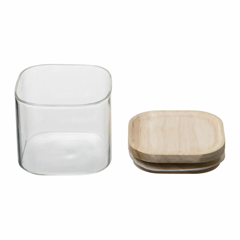 5Five Simply Smart Vorratsglas-Set 3-tlg., stapelbare Behälter mit Deckel, Borosilikatglas, Holz, 179623