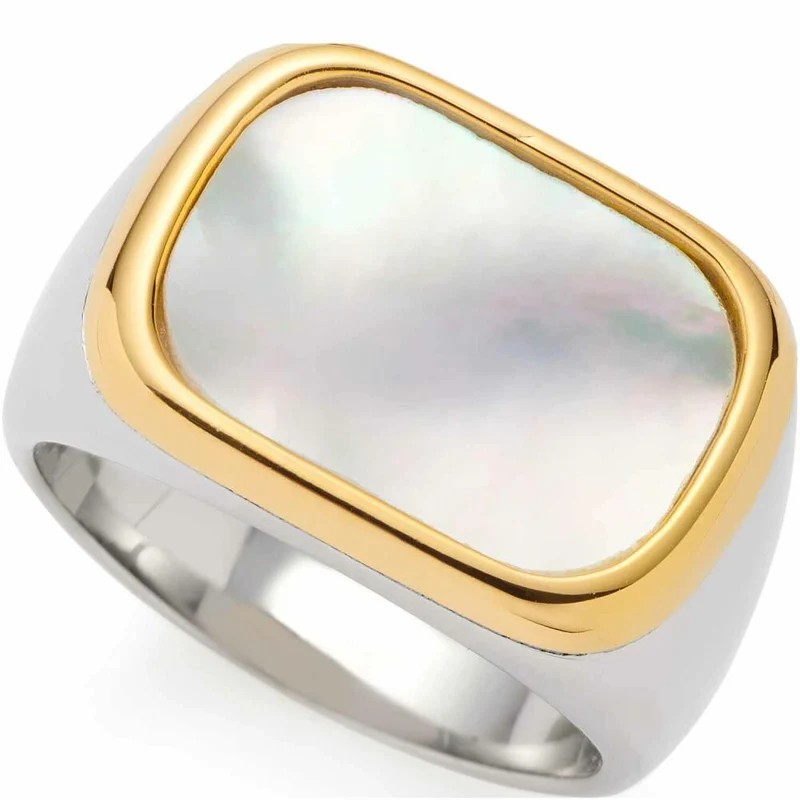 Leonardo Jewels Ring 17 Pirella, Fingerring, Schmuck, Edelstahl IP Gold, Weiß, 023205