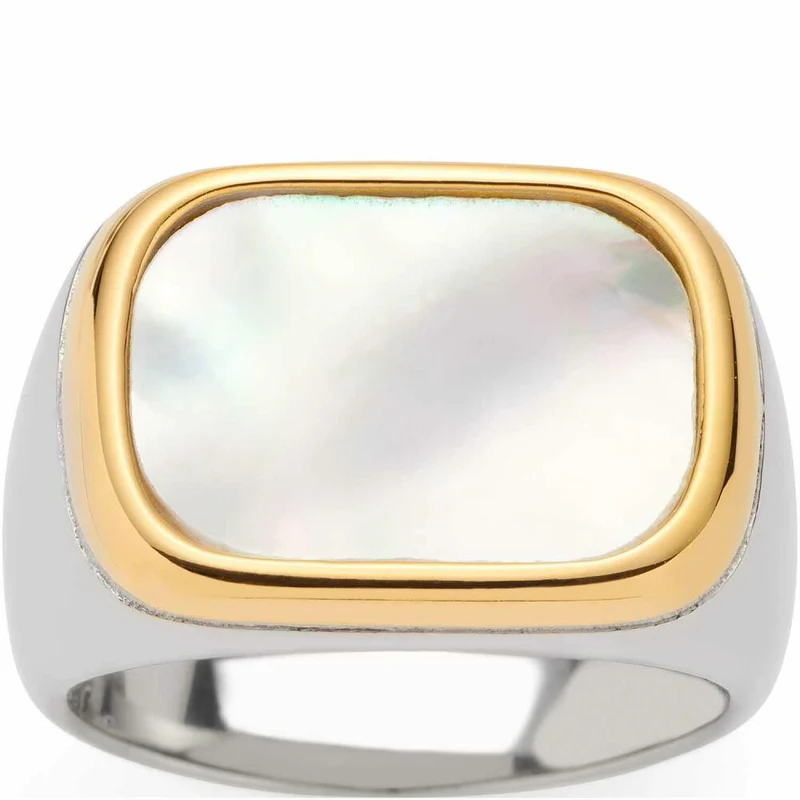 Leonardo Jewels Ring 17 Pirella, Fingerring, Schmuck, Edelstahl IP Gold, Weiß, 023205