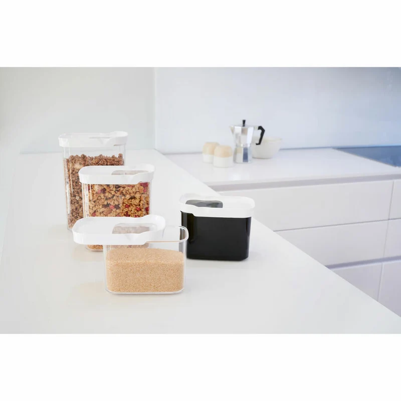 EMSA Optima Schüttdose Rechteckig, Trockenvorratsdose, Vorratsdose, Aufbewahrungsbehälter, Kunststoff, Transparent / Weiß, 2.2 L, N11424