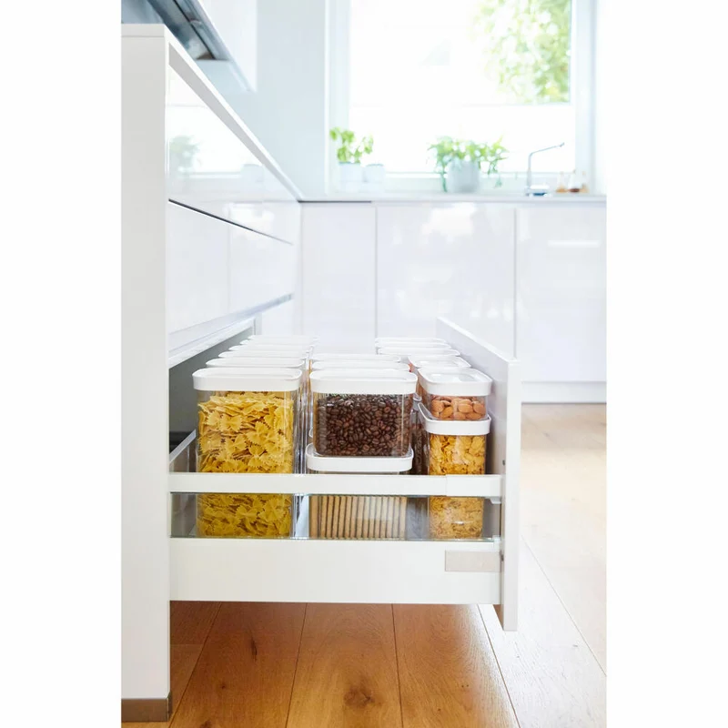 EMSA Optima Vorratsdosen Set, 3-tlg., Aufbewahrungsdosen, Vorratsode, Frischhaltedose, Kunststoff, Transparent / Weiß, N11427