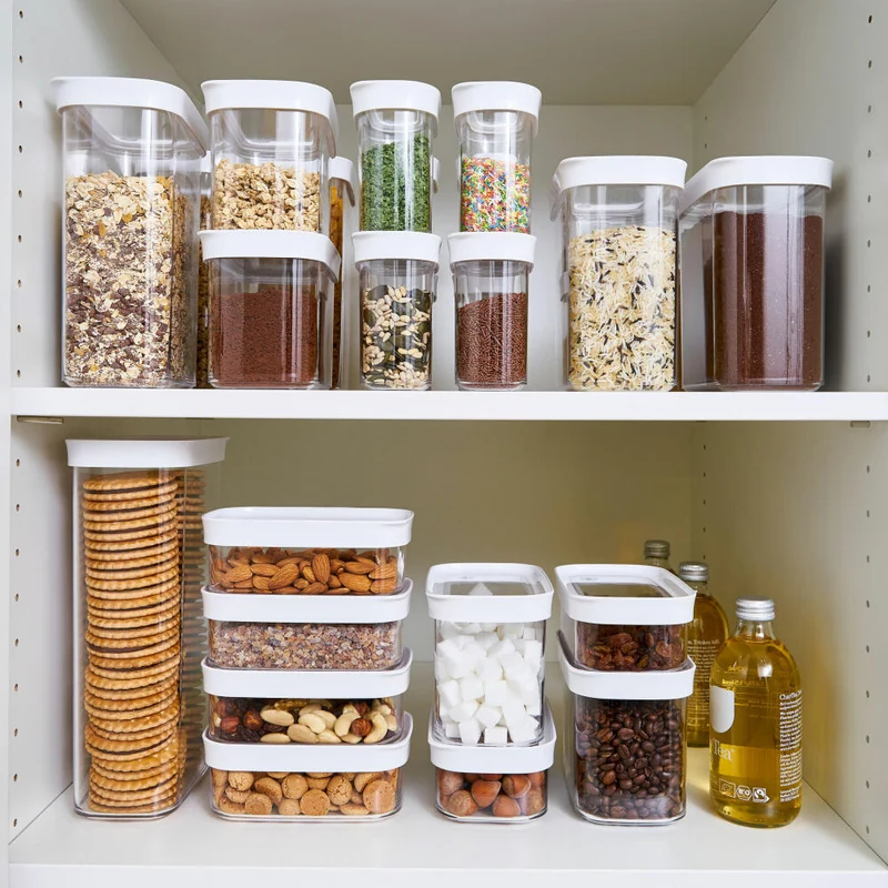 EMSA Optima Vorratsdosen Set, 3-tlg., Aufbewahrungsdosen, Vorratsode, Frischhaltedose, Kunststoff, Transparent / Weiß, N11427