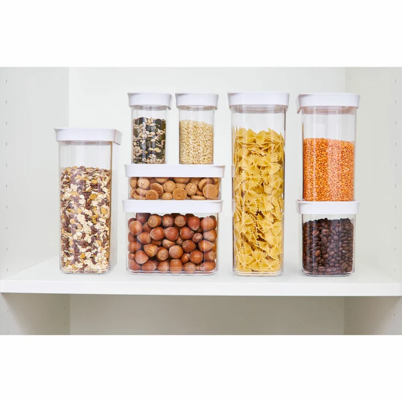 EMSA Optima Vorratsdosen Set, 5-tlg., Aufbewahrungsdosen, Vorratsode, Frischhaltedose, Kunststoff, Transparent / Weiß, N11428