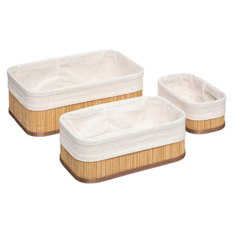 5Five Simply Smart Aufbewahrungskorb-Set 3-tlg., Körbchen, Bambus, Polyester, 174509A