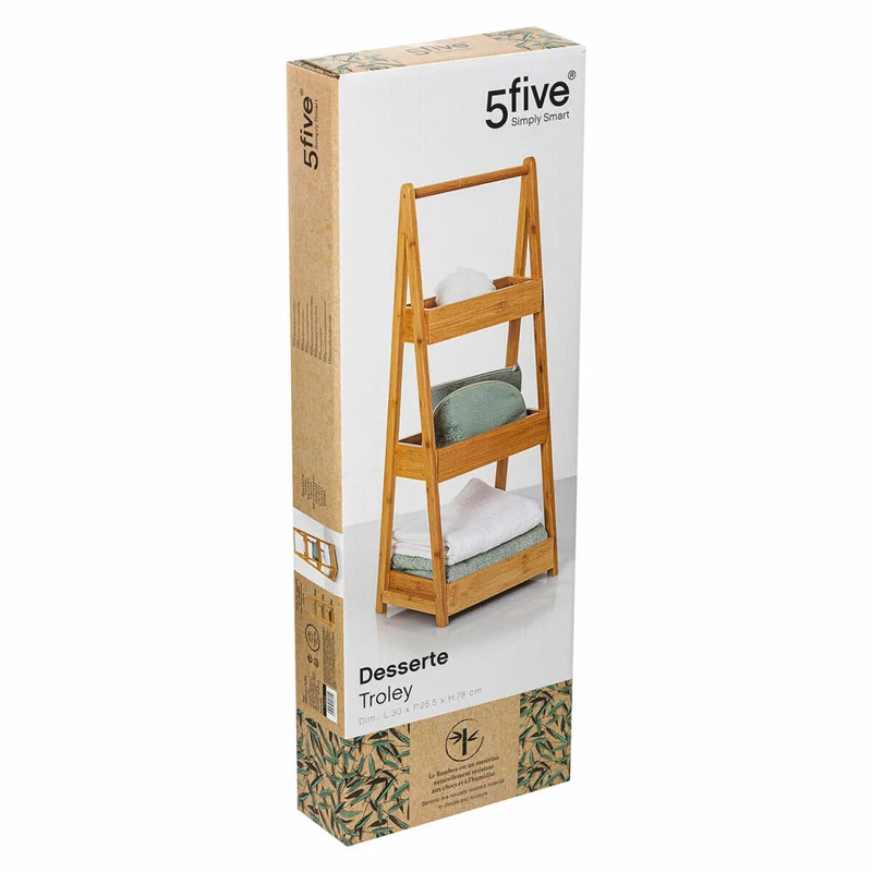 5Five Simply Smart Badezimmerregal 3-stufig, Aufbewahrungsständer, Bambus, 78 cm, 17423