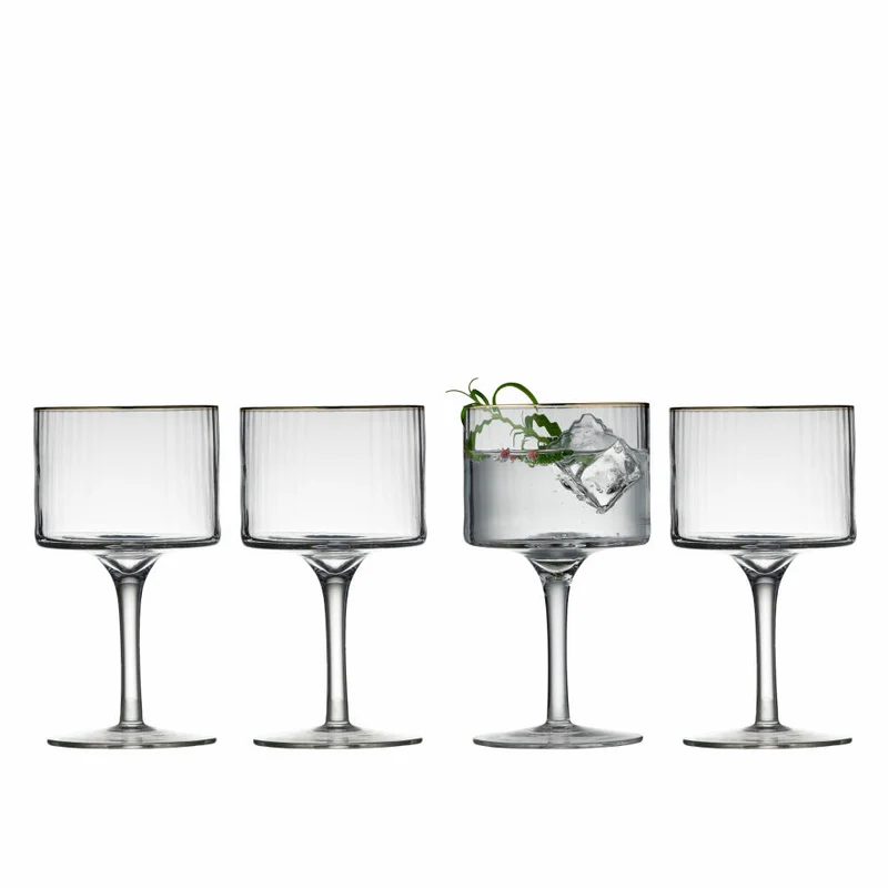 Lyngby Glas Gin & Tonic-Stielglas Palermo Gold 4er Set, Glas mit Goldkante, Klar, 320 ml, 23714