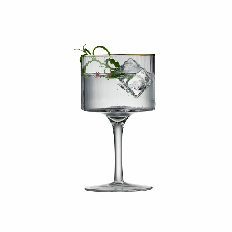 Lyngby Glas Gin & Tonic-Stielglas Palermo Gold 4er Set, Glas mit Goldkante, Klar, 320 ml, 23714