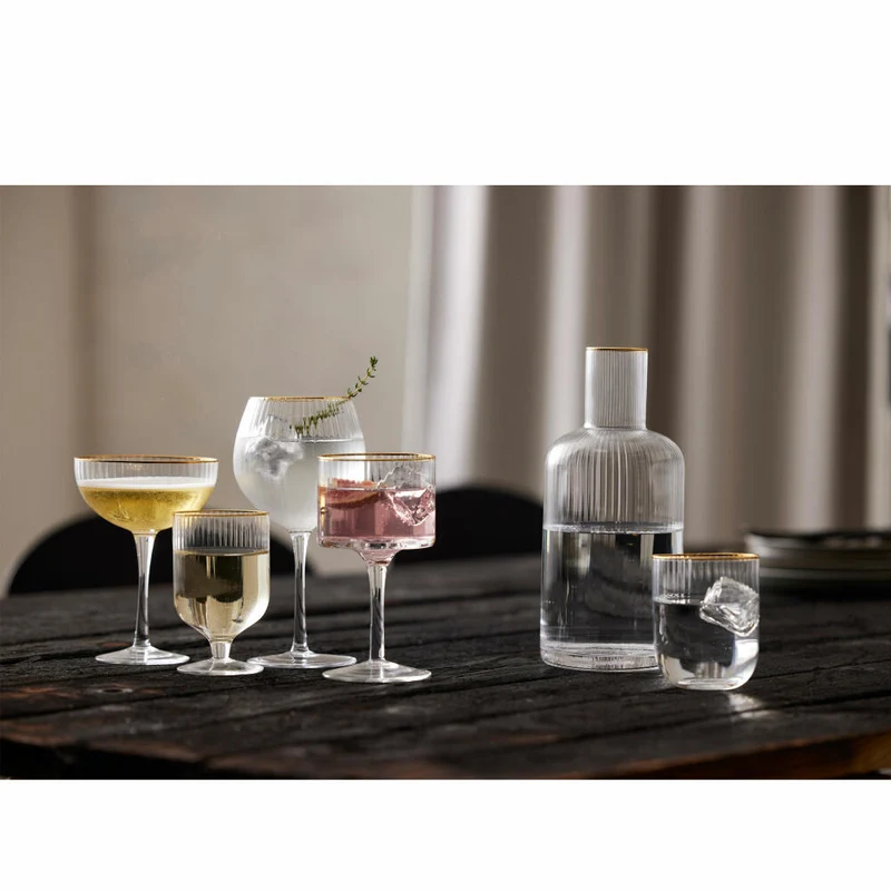 Lyngby Glas Gin & Tonic-Stielglas Palermo Gold 4er Set, Glas mit Goldkante, Klar, 320 ml, 23714