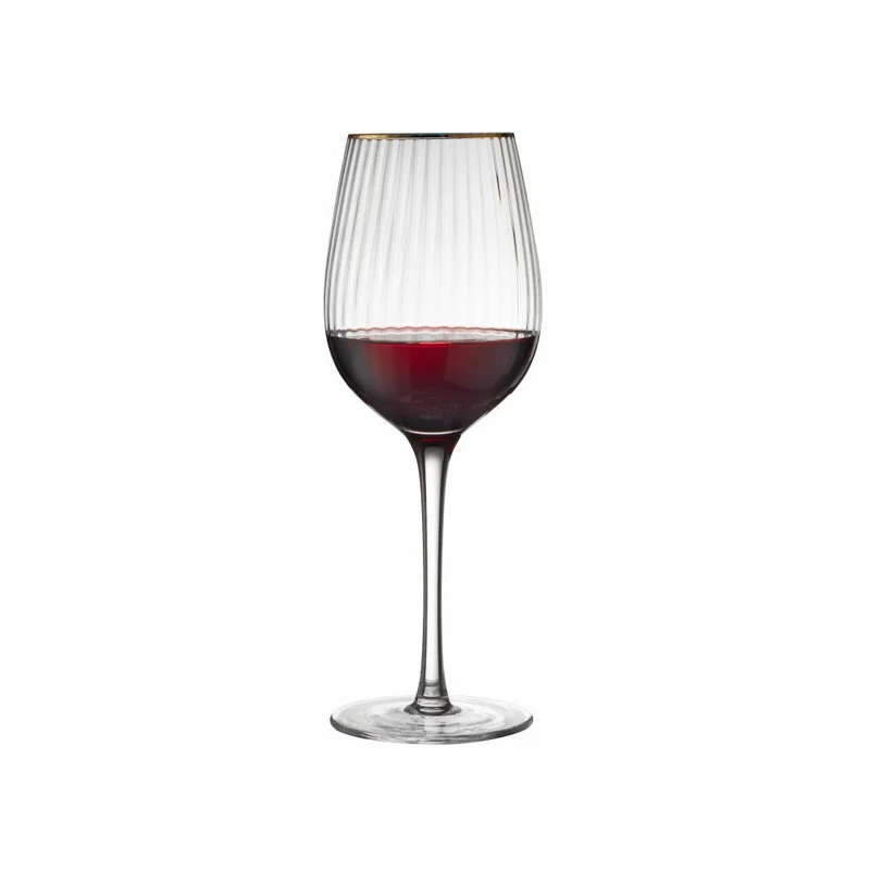 Lyngby Glas Rotweinglas Palermo Gold 4er Set, Weingläser, Glas, Klar, 400 ml, 27579