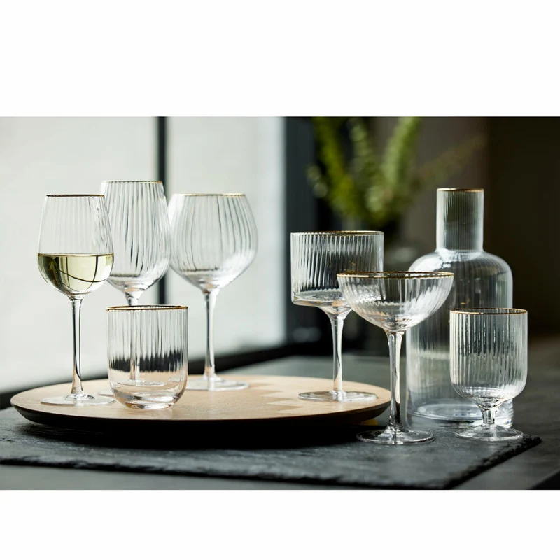 Lyngby Glas Rotweinglas Palermo Gold 4er Set, Weingläser, Glas, Klar, 400 ml, 27579