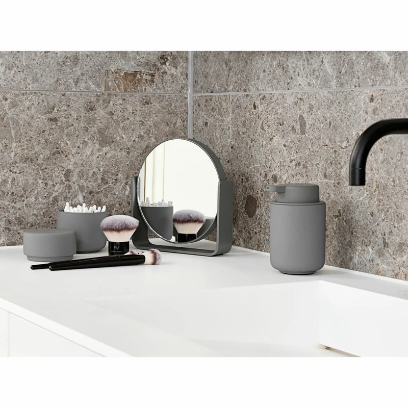 Zone Denmark Tischspiegel Ume, Kosmetikspiegel, Spiegel, 5-fach Vergrößerung, Aluminium Lackiert / Glas, Grey, 28224