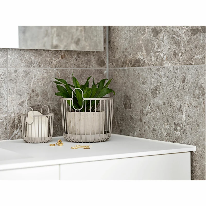Zone Denmark Korb Inu, Metallkorb, Aufbewahrungskorb, Make Up Organizer, Metall / Eisen, Taupe, Ø 10.5 cm, 28261