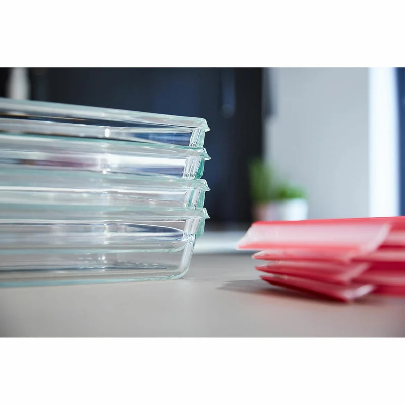 EMSA Clip & Close GLAS Frischhaltedose, Vorratsbehälter, Vorratsdose, Transparent / Rot, 0.7 L, N10406