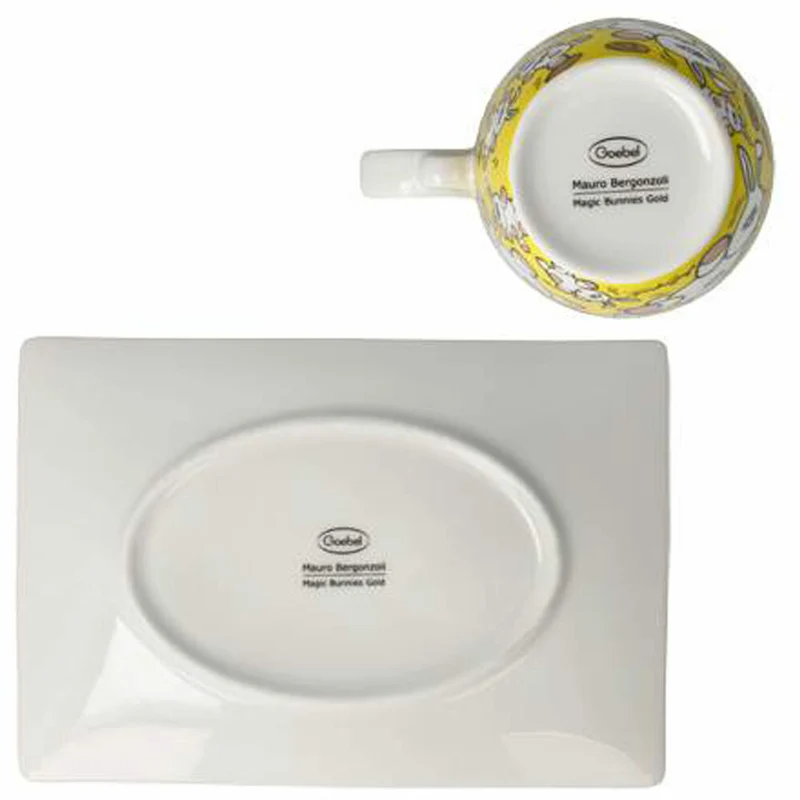 Goebel Künstlertasse mit Untertasse Mauro Bergonzoli - Magic Bunny Gold, Tasse, Kaffeetasse, Teetasse, Fine Bone China, 67180021