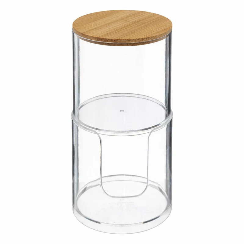 5five Simply Smart Kosmetik-Aufbewahrungsdose Selena 2-in-1 für Wattepads und Stäbchen, Kunststoff, Bambus, 18.4 cm, 174862