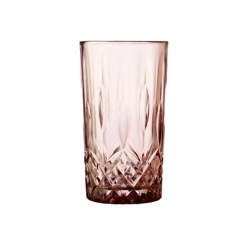 Lyngby Glas Highballglas Sorrento 4er Set, Longdrinkgläser, Cocktailgläser, Glas, Pink, 380 ml, 27781