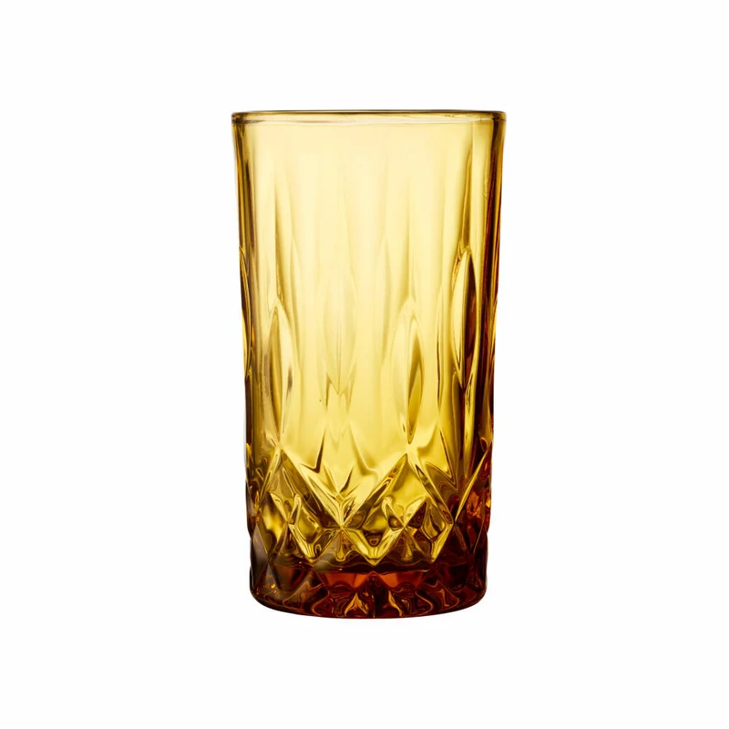 Lyngby Glas Highballglas Sorrento 4er Set, Longdrinkgläser, Cocktailgläser, Glas, Amber, 380 ml, 27782