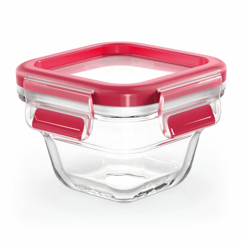 EMSA Clip & Close GLAS Frischhaltedose, Vorratsbehälter, Vorratsdose, Transparent / Rot, 0.18 L, N10413
