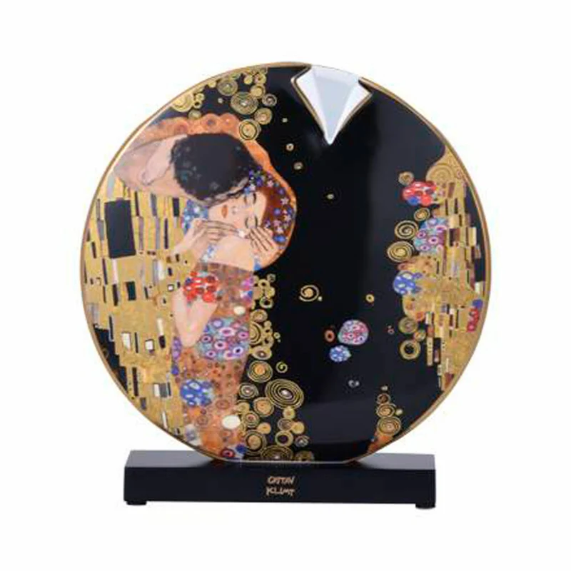 Goebel Vase Klimt - Der Kuss / Der Lebensbaum, Blumenvase, Dekovase, Porzellan, H 22.5 cm, 67062661