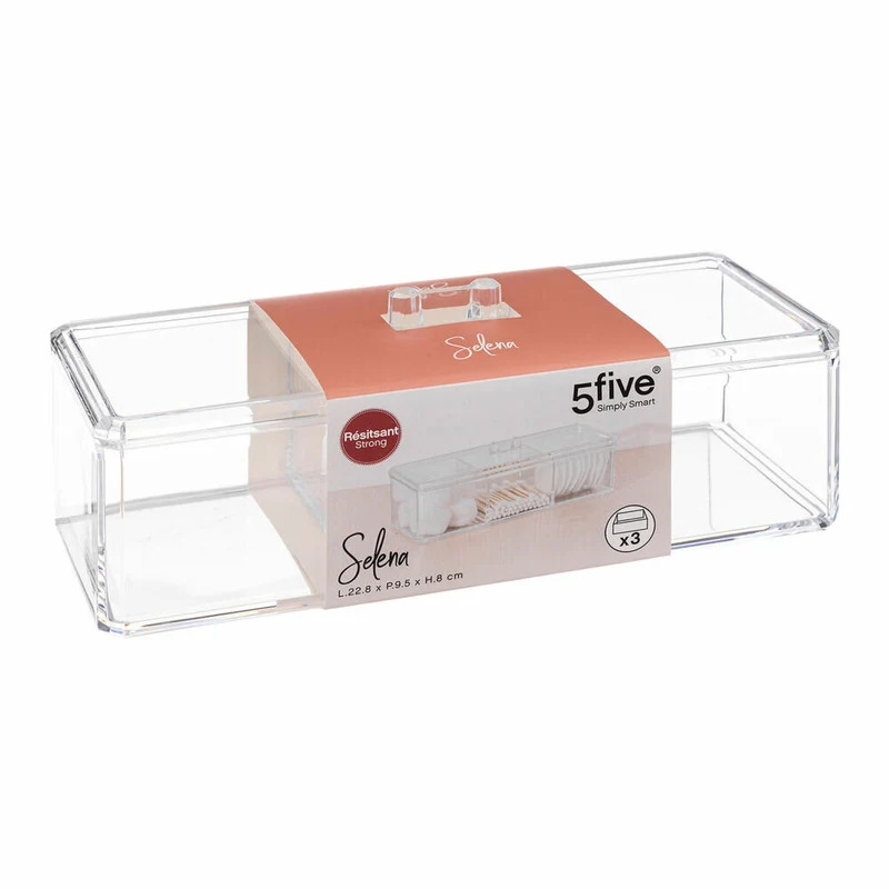 5five Simply Smart Kosmetik-Aufbewahrungsdose Selena mit 3 Fächern, Kunststoff, 22.8 x 9.5 x 8 cm, 155907