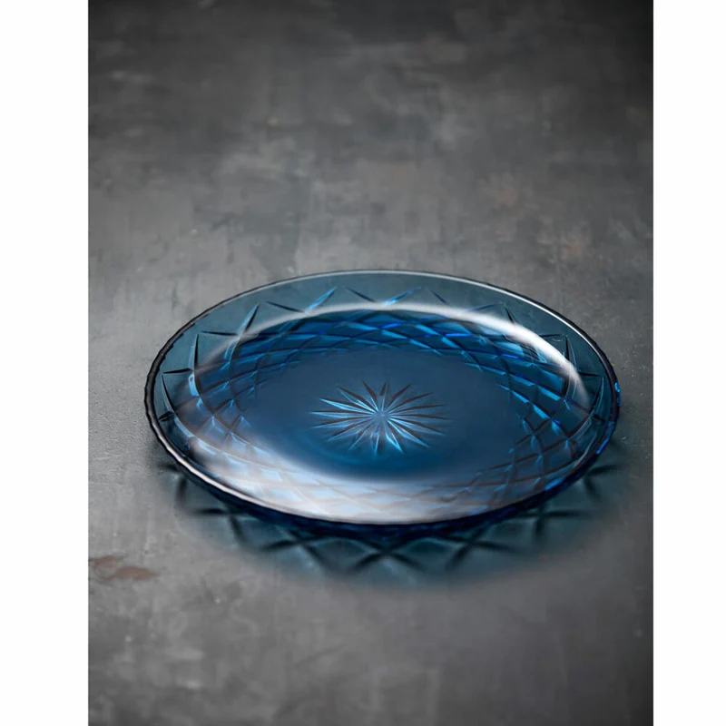 Lyngby Glas Servierplatte Sorrento, Glasplatte, Servierteller, Glas, Blau, 30 cm, 29040