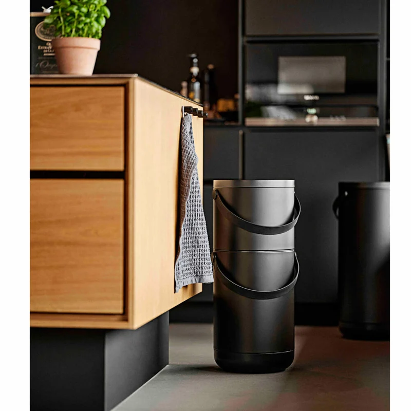 Zone Denmark Mülleimer Circular Set, Abfalleimer, Abfallbehälter, ABS, Black, 35 L, 26531