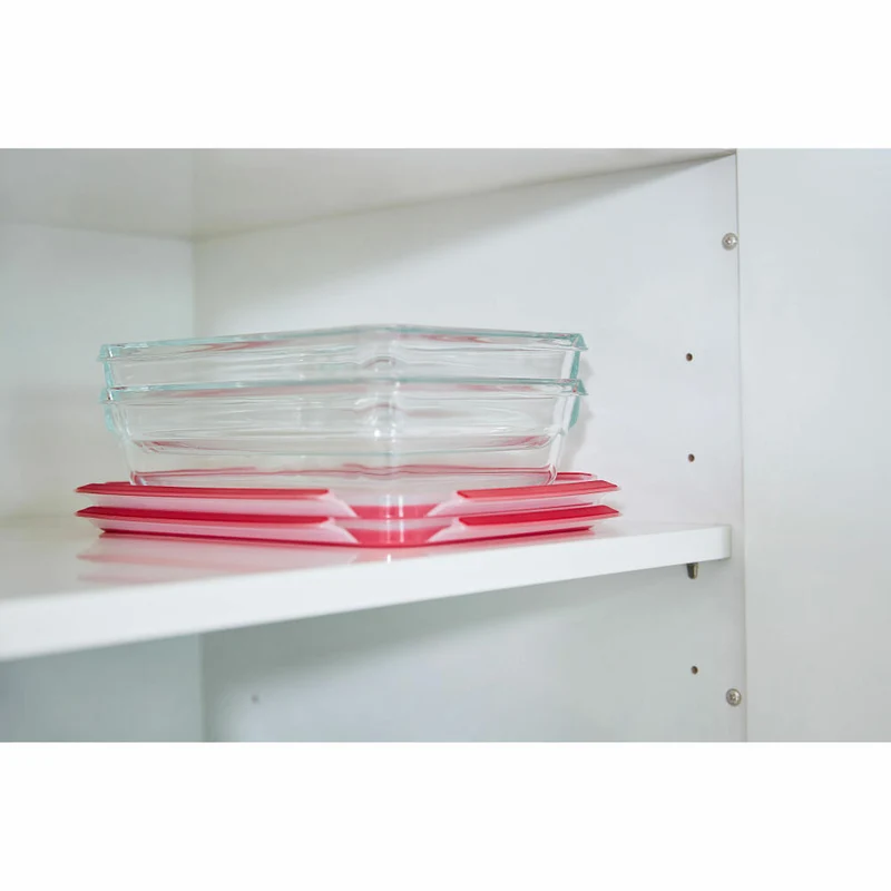 EMSA Clip & Close GLAS Frischhaltedosen, 3-tlg., Frischhaltedose, Vorratsbehälter, Vorratsdose, Transparent / Rot, 0.18 L / 0.45 L / 1.3 L, N10508