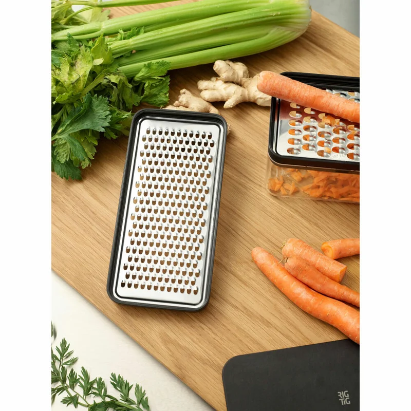 Rig-Tig Küchenreibe Grate-It mit Auffangbehälter, 2 Reibeflächen, Kunststoff, Edelstahl, Black, 1.4 L, Z00278
