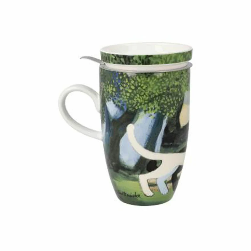 Goebel Teetasse mit Deckel und Sieb Una passeggiata nel verde, Tee Tasse, Fine Bone China, 66861361