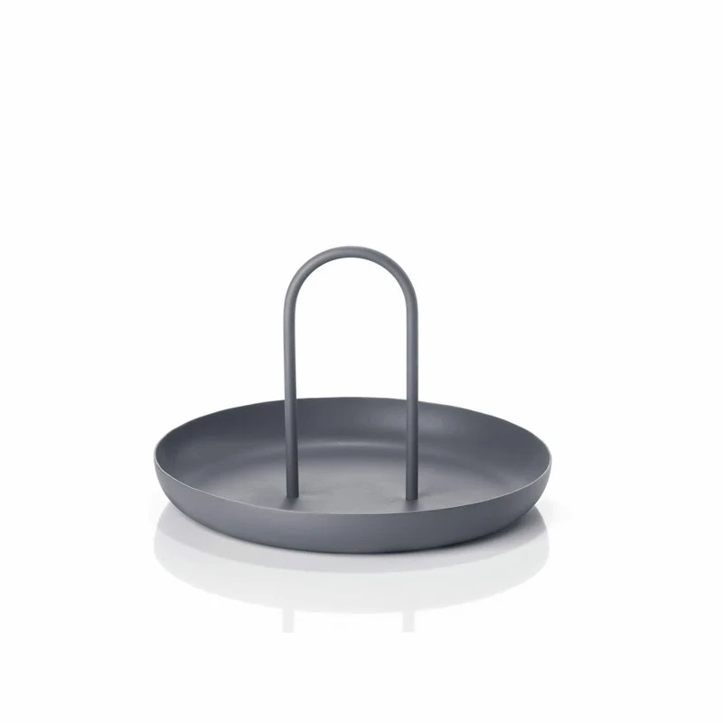 Zone Denmark Tablett Singles, mit Handgriff, Serviertablett, Dekotablett, Metall / Eisen, Cool Grey, Ø 20 cm, 331953