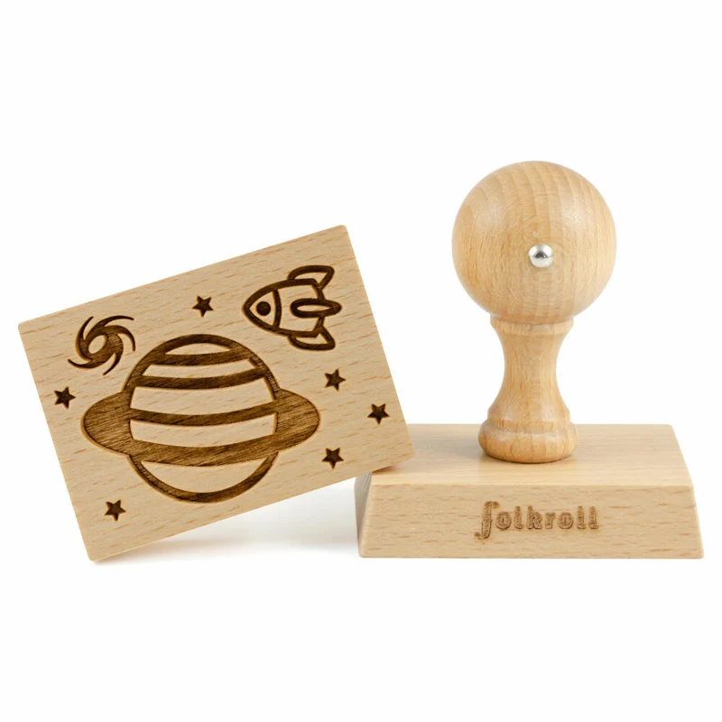 Folkroll Motiv-Keksstempel Weltall, 70x50 mm, Cookiestempel, Backstempel, Keks, Stempel, Buchenholz, 892677