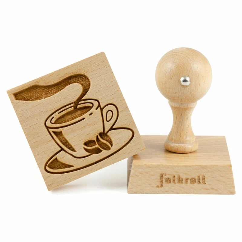 Folkroll Motiv-Keksstempel Kaffeetasse, 55x55 mm, Cookiestempel, Backstempel, Keks, Stempel, Buchenholz, 892738