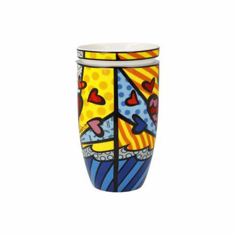 Goebel Teetasse mit Deckel und Sieb Romero Britto - A New Day, Tee Tasse, Fine Bone China, 66453221