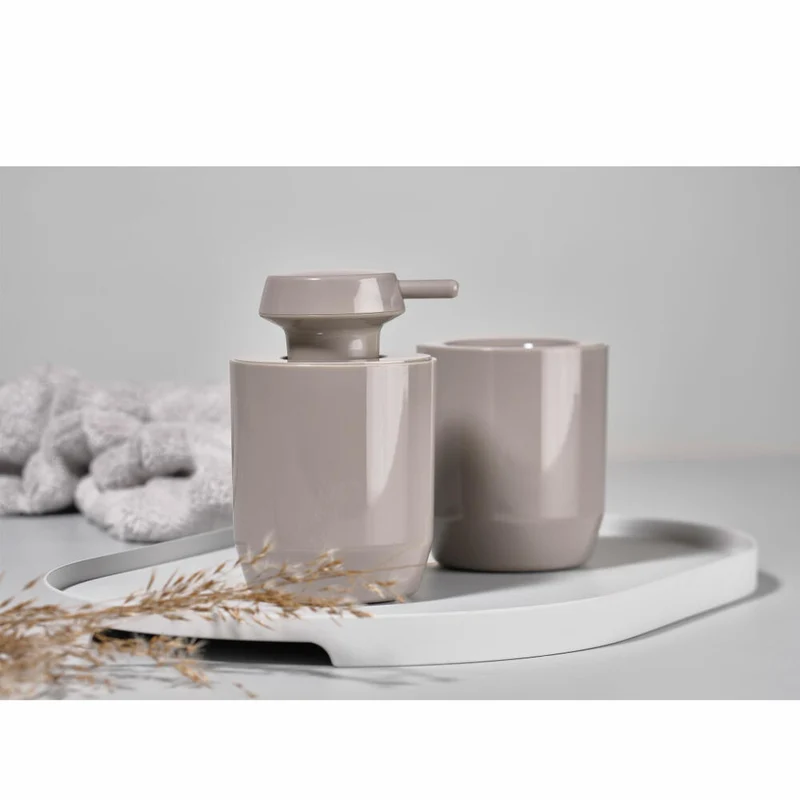 Zone Denmark Zahnbürstenbecher Suii, Zahnputzbecher, Kunststoff, Taupe, H 9 cm, 332185